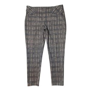Zac & Rachel Brown/Tan Plaid Stretchy Ponte Pants Size XL Slim-leg ankle pants
